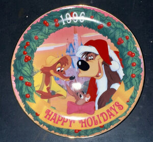 Disney Plate 1996 Christmas Magic Kingdom Happy Holidays Splash Mountain